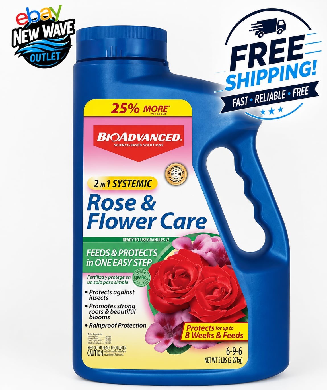 BioAdvanced 2-In-1 Systemic Rose and Flower Care, Granules For Insects, 5 LBS