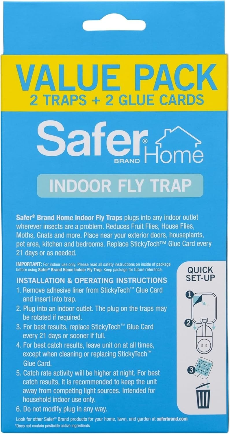 SH502-2SR Child Safe Indoor Fly Trap – 24/7 Gnat Killer with 800 Sq Ft Coverage