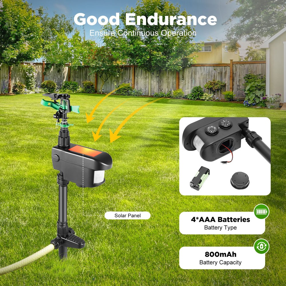 1PCS Solar Animal Repeller Water Sprinkler Sensor Motion Adjustable Durable