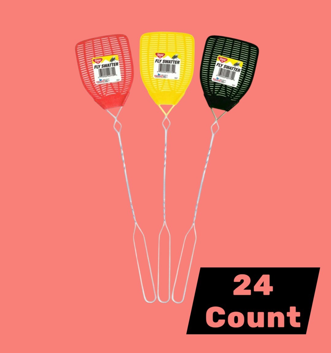 Willert R37.24 Enoz Assorted Colors Plastic Mesh Head Fly Swatter (Pack of 24)