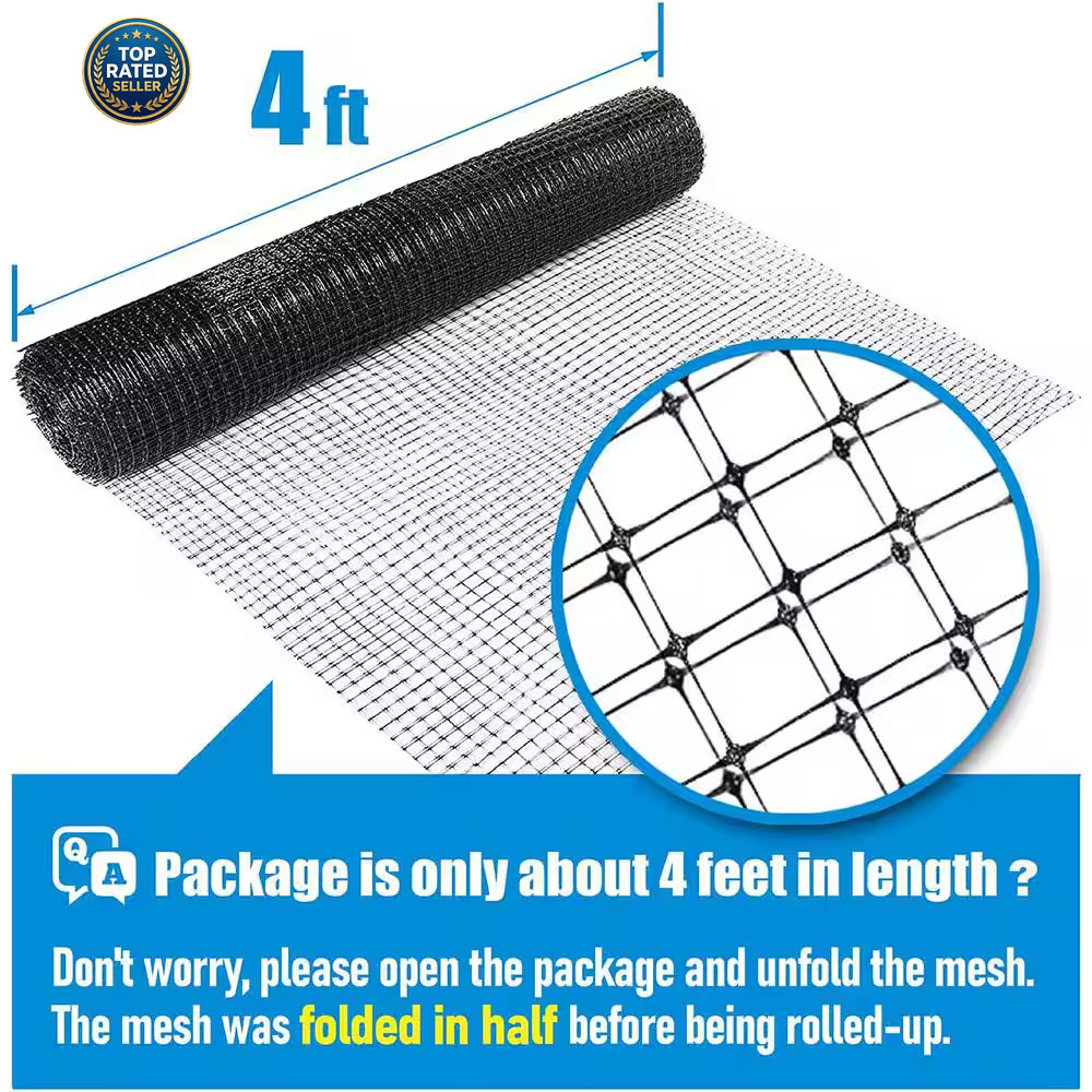 7 Ft. X 100 Ft. X 3/4 In. Black Plastic Bird Netting for Vegetable, Tree and Fru