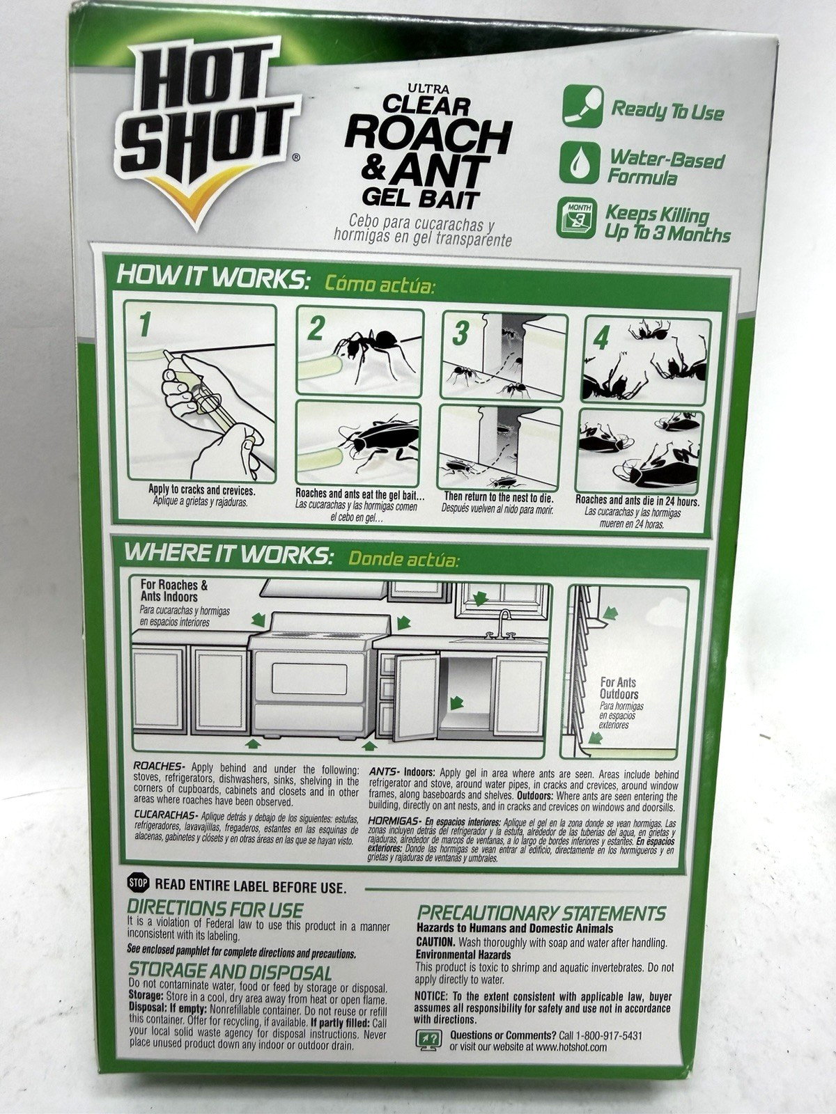 Roach Ant Killer Hot Shot Ultra Clear Gel Bait Poison Pest Queen Eggs – 3 Total