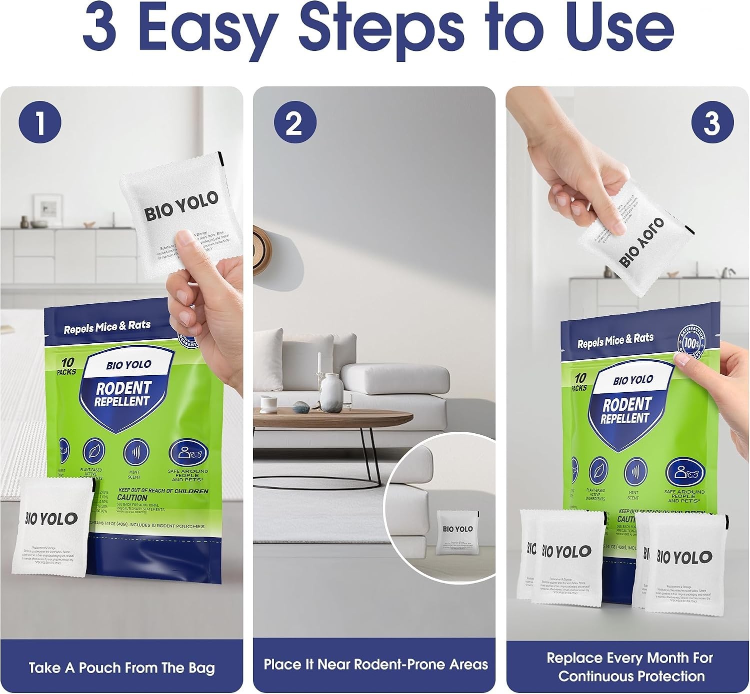 Rodent Repellent Pouches – Peppermint Oil, Plant-Powered – Repels Mice, Rats …