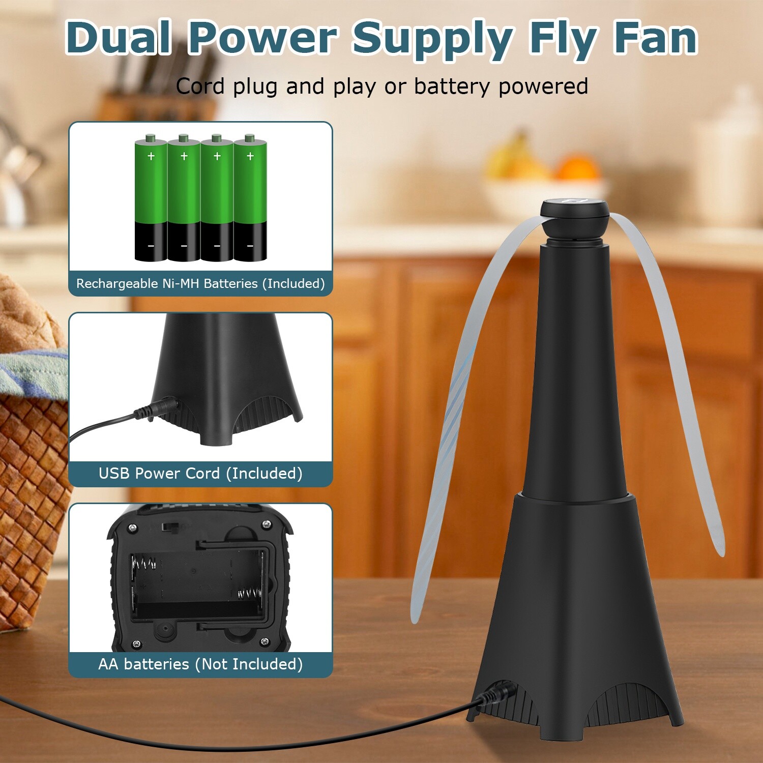 2PCS Rechargeable Fly Repellent Fans for Fly & Insect Bug Fan Table Top