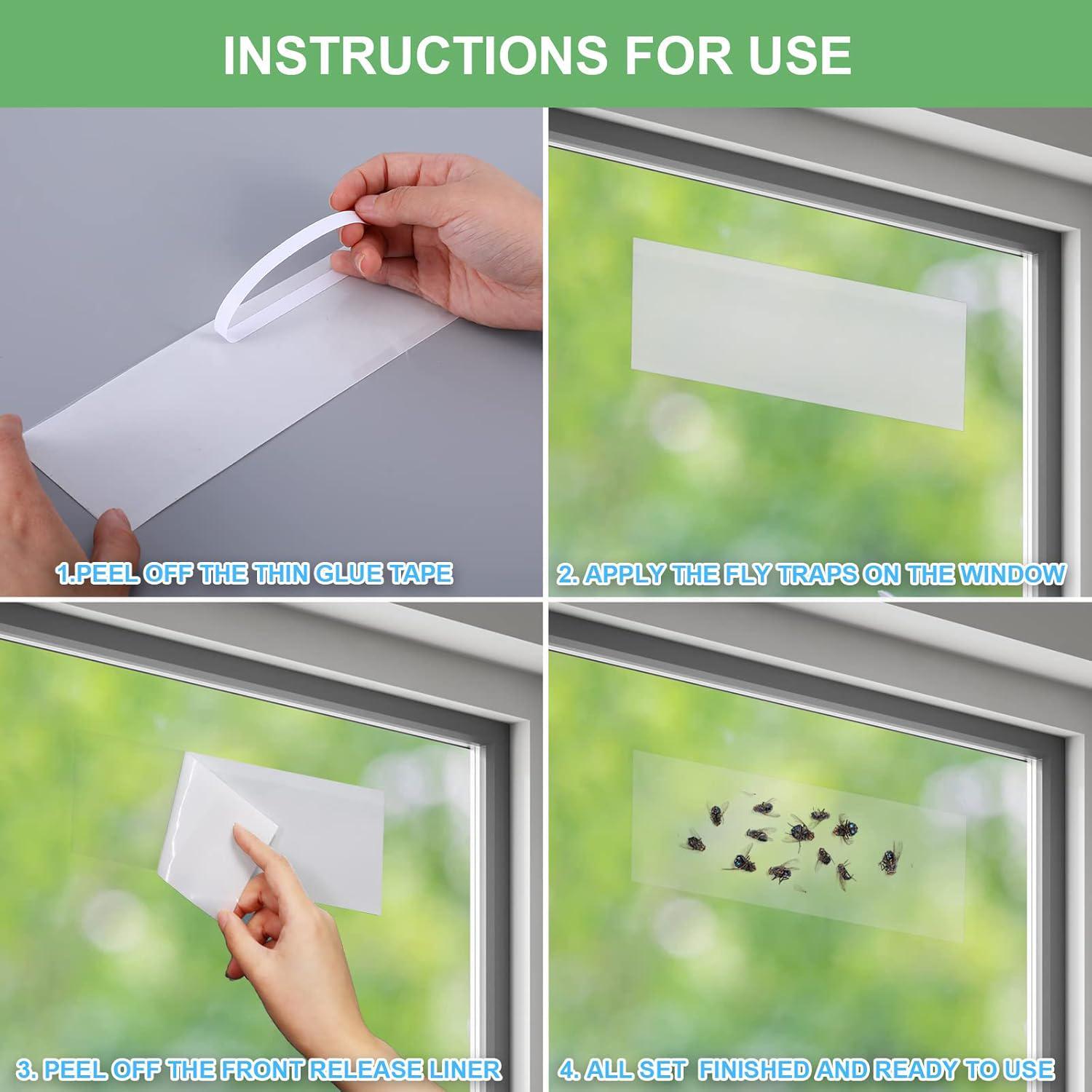 Window Fly Traps For Indoors, 80 Pack Clear Fly Paper Sticky Fly Strips For Home
