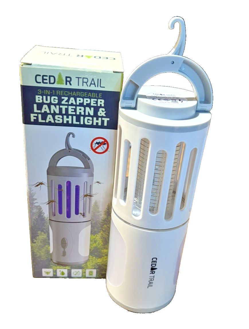 Cedar Trail 3-in-1 Rechargeable Bug Zapper, Lantern & Flashlight, New in box