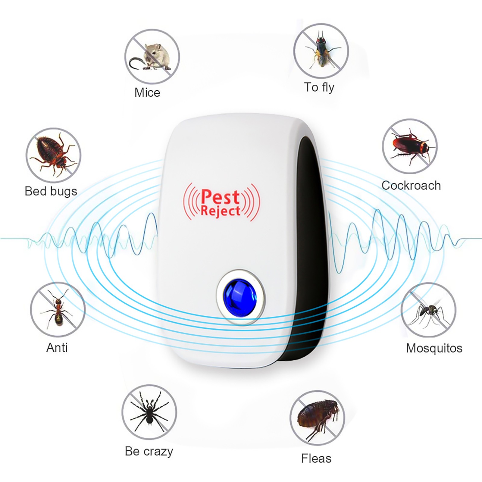 Ultrasonic Pest Repeller Insect Repellent for Mosquito Mice Roaches US Plug
