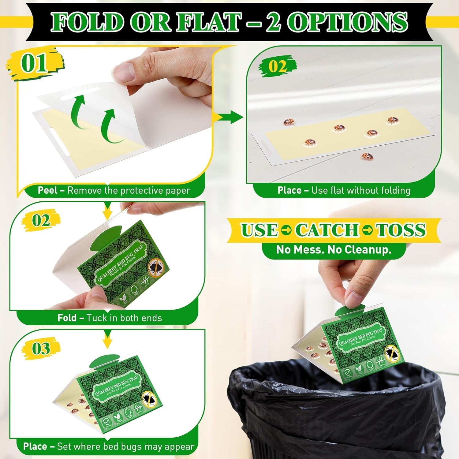 24 Pack Bed Bug Traps, Non Toxic Bedbug Detector for Bed Legs, Bedbug Intercepto