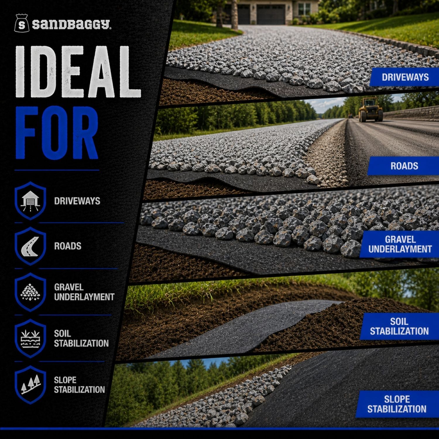 Geogrid & Geocell Underlayment Fabric | Non-Woven Geotextile(8 oz) – USA Made