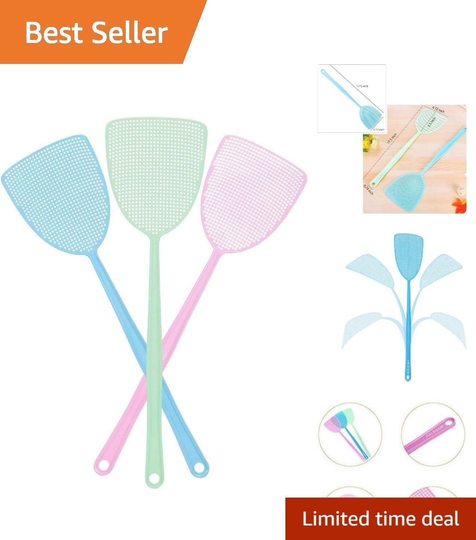 Fly Swatter, Strong Flexible Manual Swat Set Pest Control, Assorted Colors 3 …