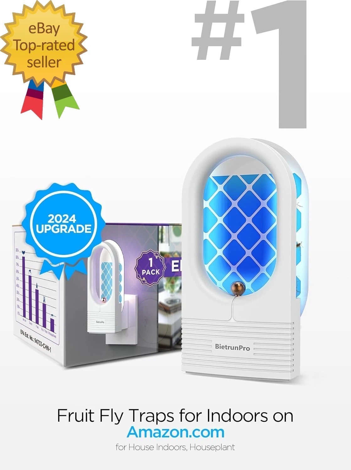 Fruit Fly Traps/Gnat Traps for Indoors Uv Blue Light Plug-In Gnats Killer