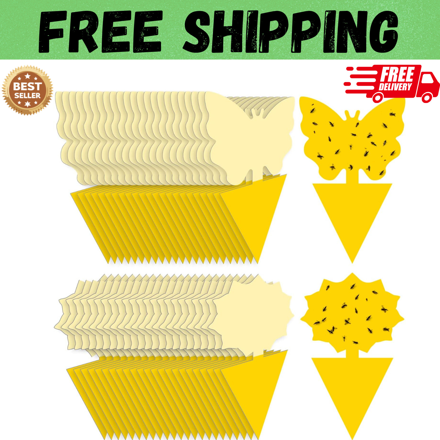 48PCS Sticky Fruit Fly Traps, Fungus Gnat Killer Trap use Indoor Outdoor