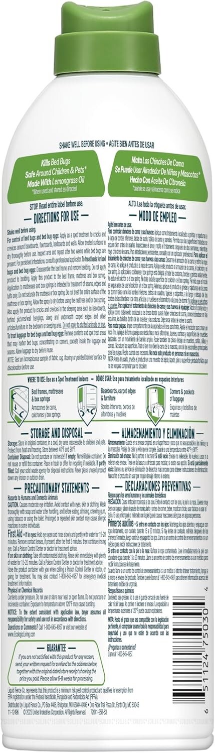 Ecologic Bed Bug Killer, Kills Bed Bugs & Bed Bug Eggs, Use on Mattresses, Bed F