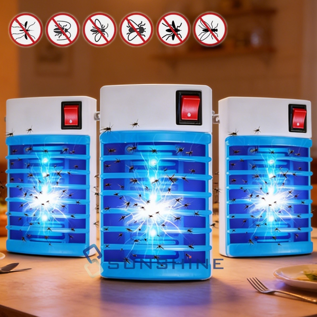 3 Plug in Mosquito Repellent Fly Catcher Mosquito Killing Lamp LED Exterminator