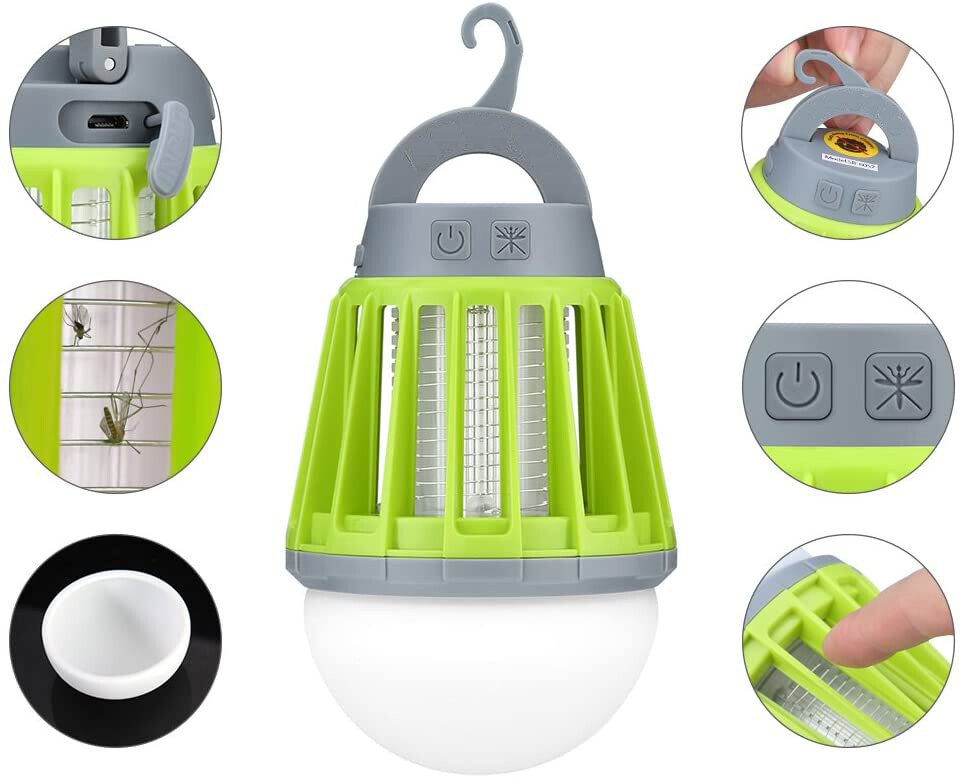 Bug Zapper Light Outdoor Mosquito Insect Fly Killer Lamp Traps with LED Lantern