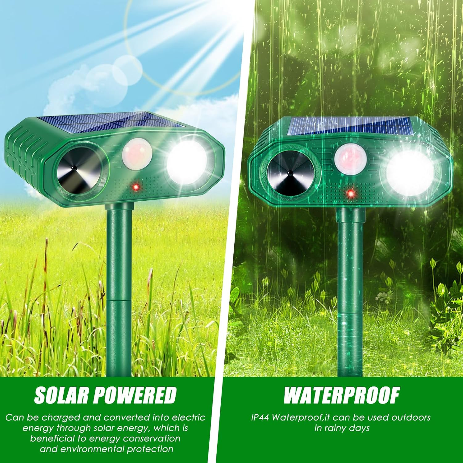 2026 Solar Animal Repellent Outdoor 4 Pack Squirrel Repellent Deer Repellent Dev