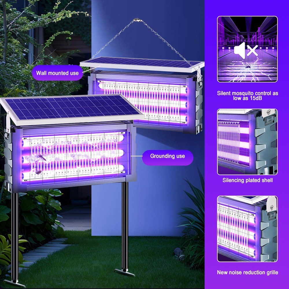 Solar Bug Zapper Outdoor Mosquito Zapper 4500V Waterproof Rechargeable Fly Trap