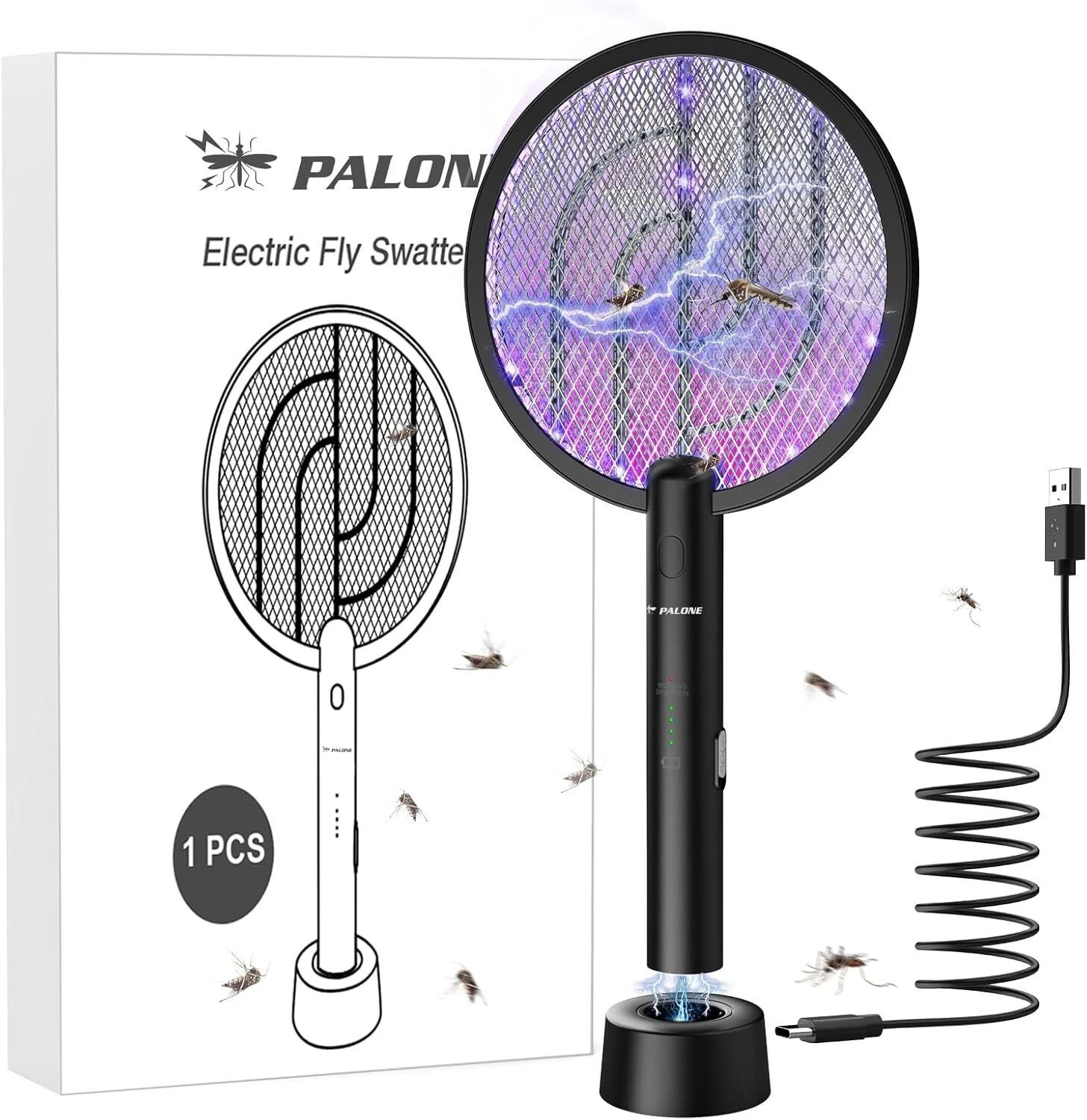 2Pack Electric Bug Zapper Fly Swatter Zap Mosquito Killer Pest Insect Racket USA