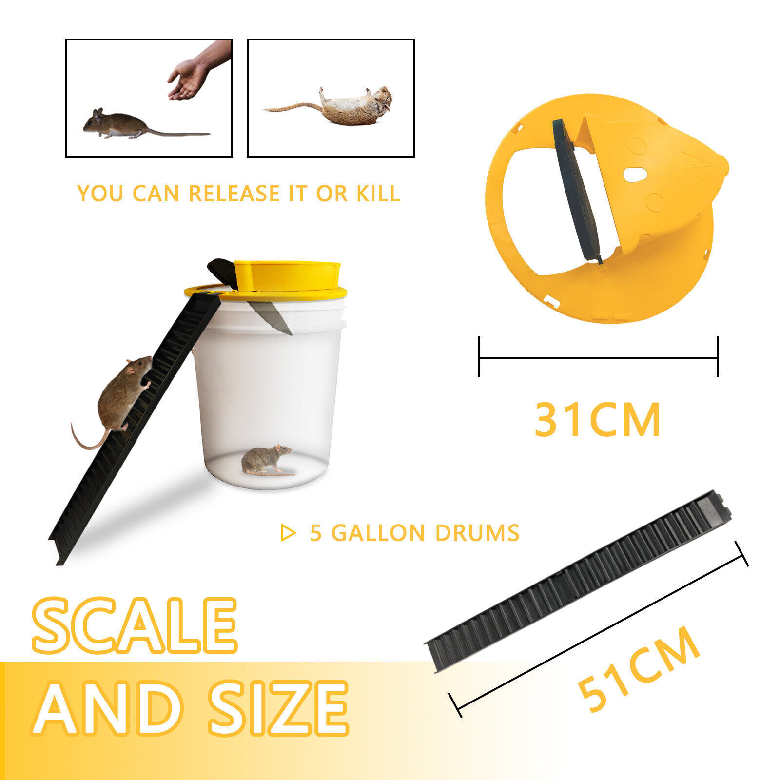 1- 4 Set of Bucket Lid Mouse Rat Trap Bucket Mousetrap Catcher US FAST SHIPPING