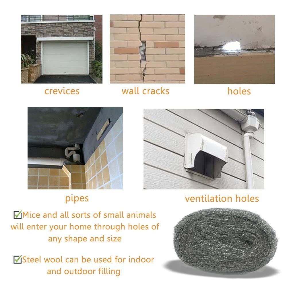 Effective 3″ Steel Wool Barrier – 10 Ft Mice Control Filler for Indoor & Outdoor