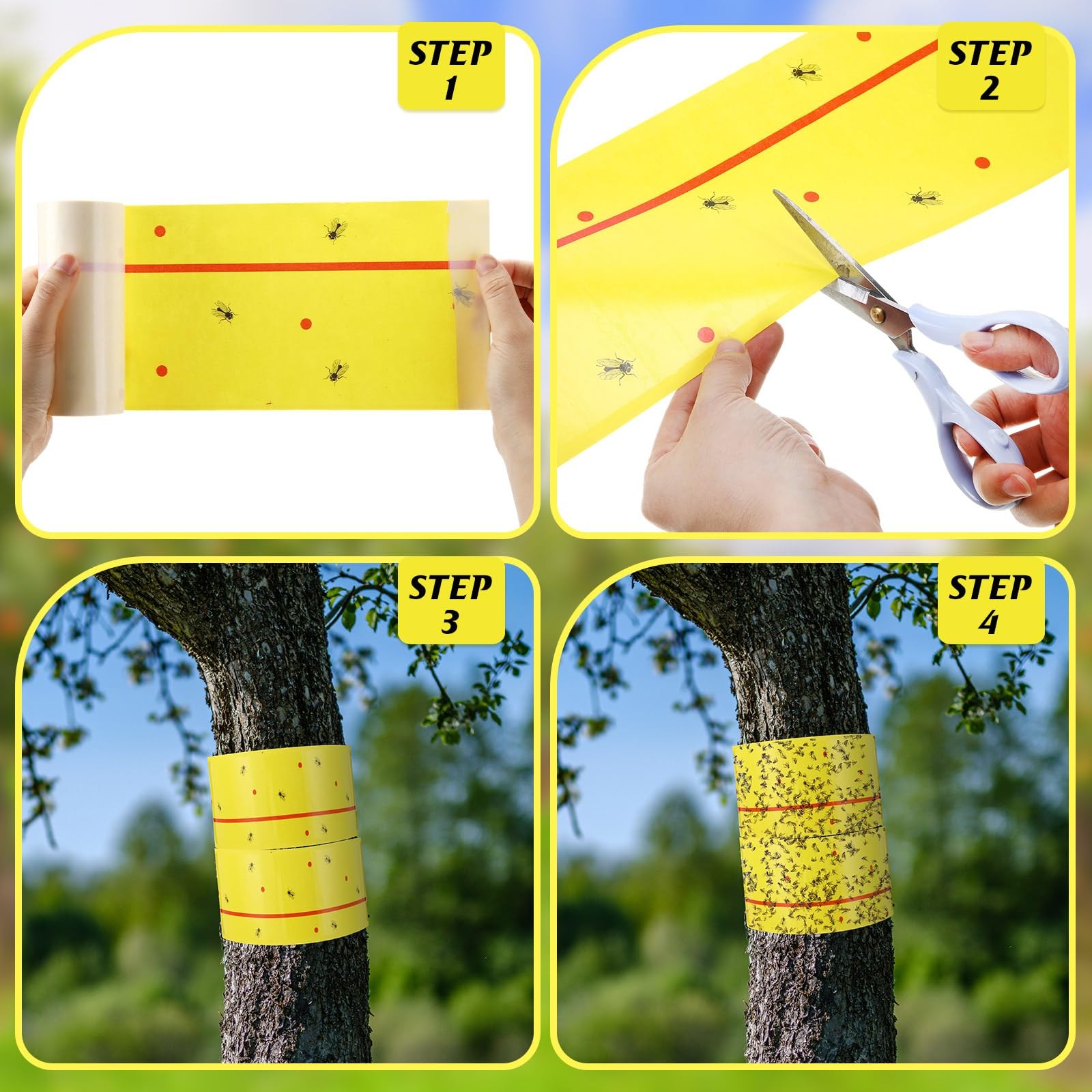12 Rolls (30 Feet Each) Spotted Lantern Fly Tree Trap Outdoor Fruit Fly Stick…