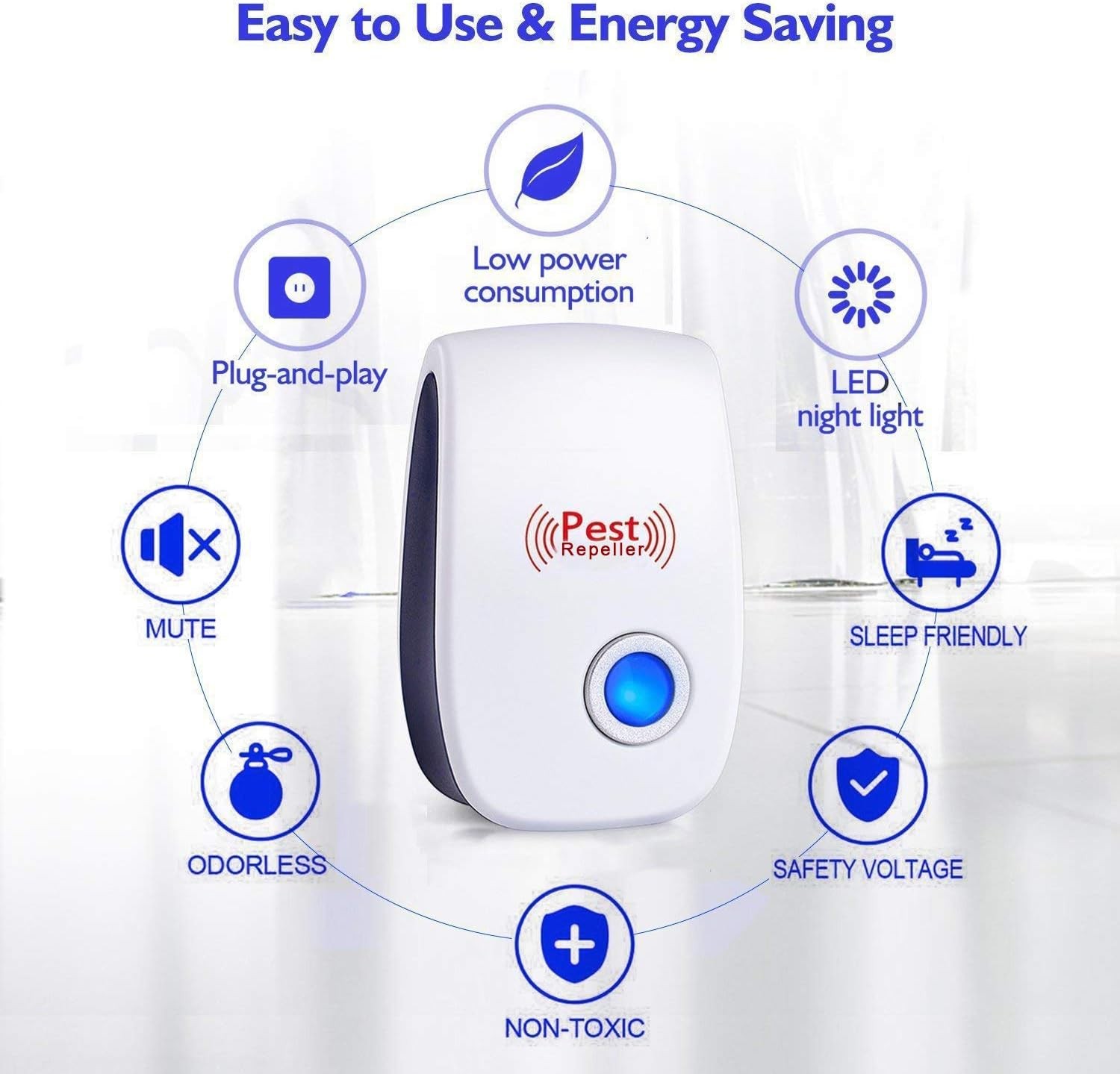 1-6Pack Electronic Plug in Sonic Repellent pest Control for Insects Roaches Mice