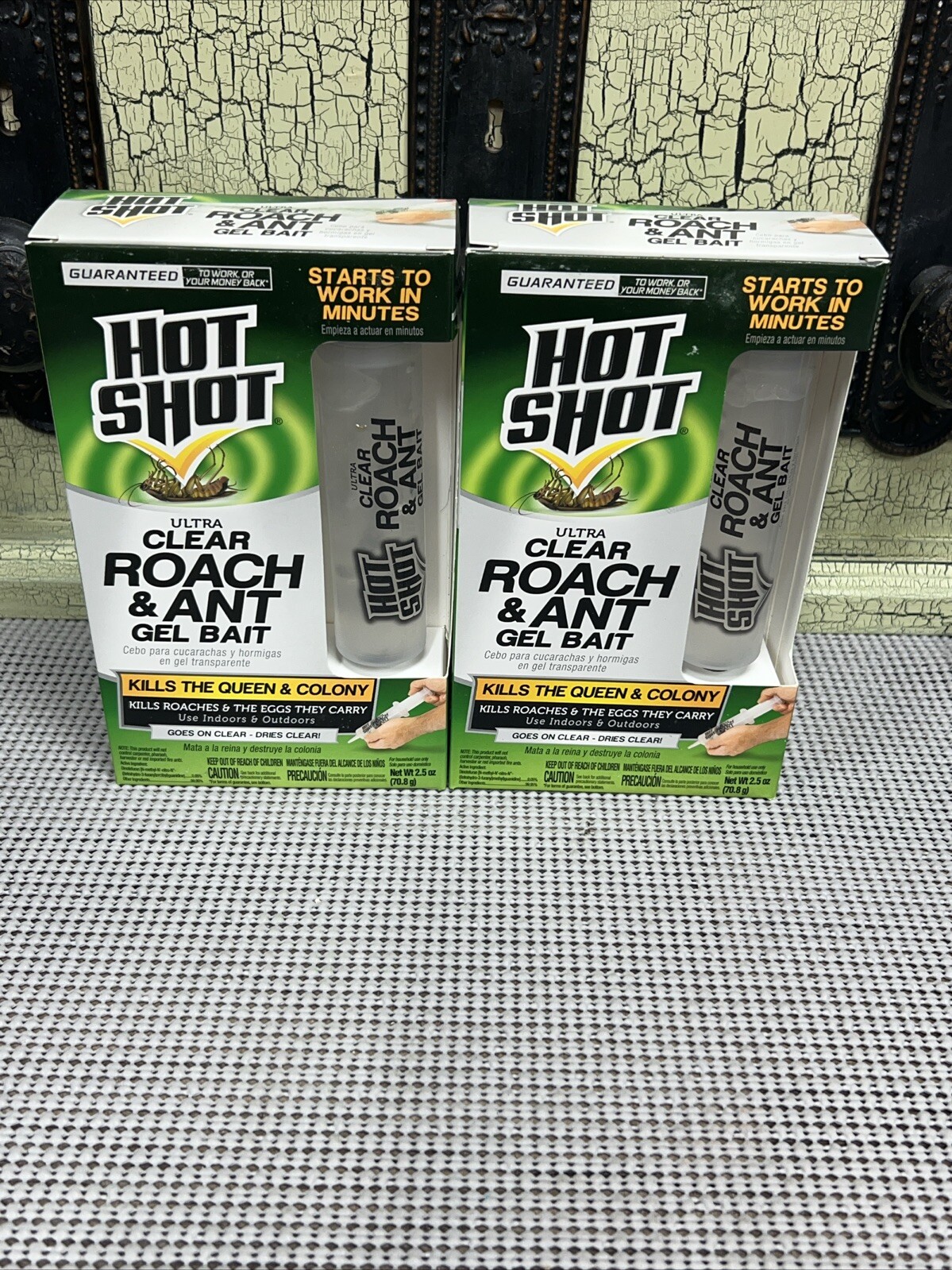 2X Hot Shot Ultra Clear Roach & Ant Gel Indoor Outdoor Colony & Egg Killer 2.5oz