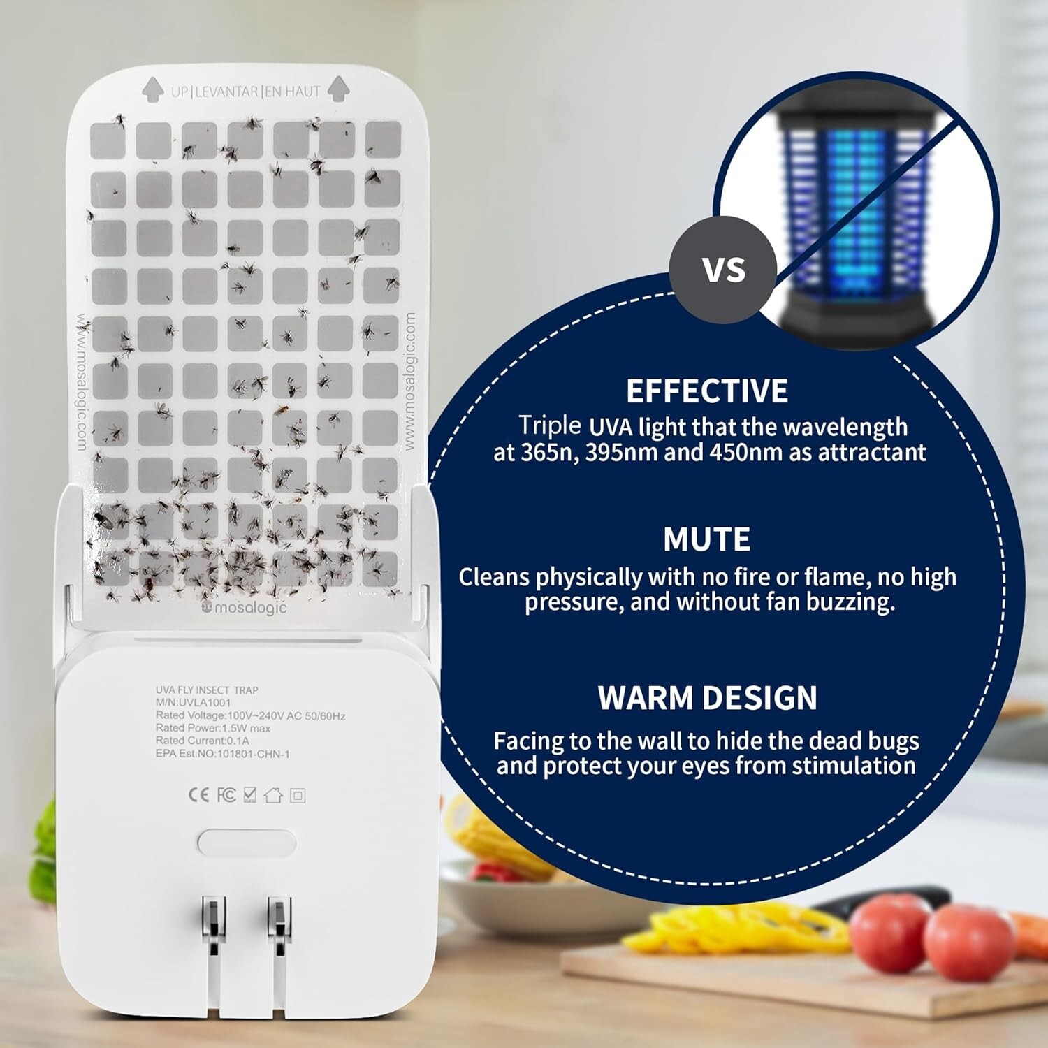 Modern Indoor UV Bug Trap & Soft Night Light – Mosquito & Moth Catcher Set of 2