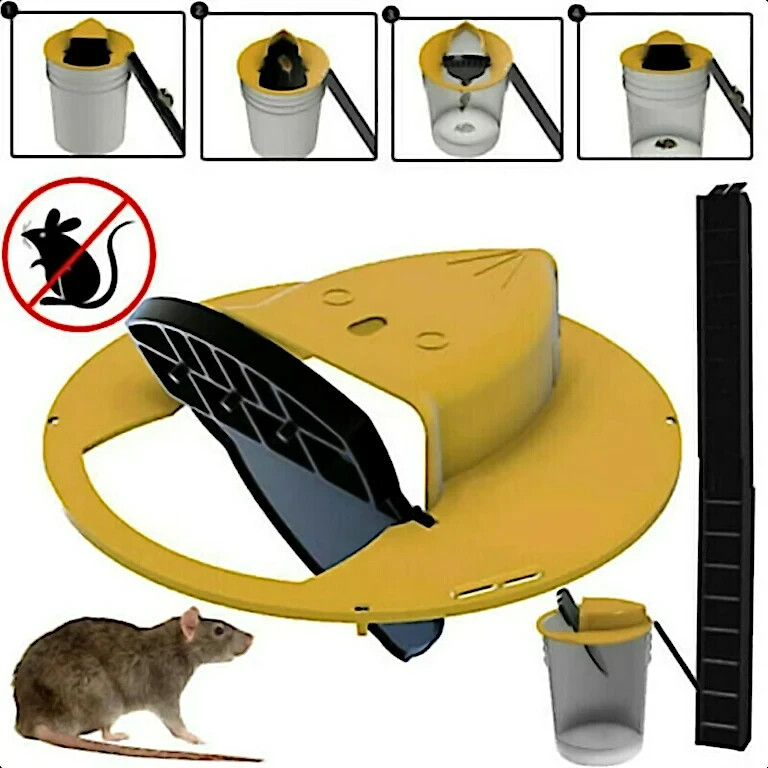 HUMANE Mouse-Rat-Rodent Trap “Flip & Slide” 5 Gallon Bucket Lid Multi Catcher