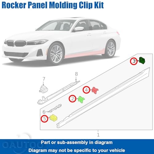 20pcs Rocker Panel Molding Clip Kit for BMW G20 330e 330i M340i M3 2019-On