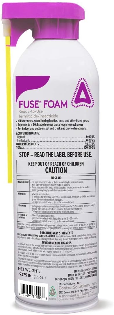 Fuse Foam ✅ Termite Ant CONTROL Insectide 15 oz Fipronil Termiticide Treatment
