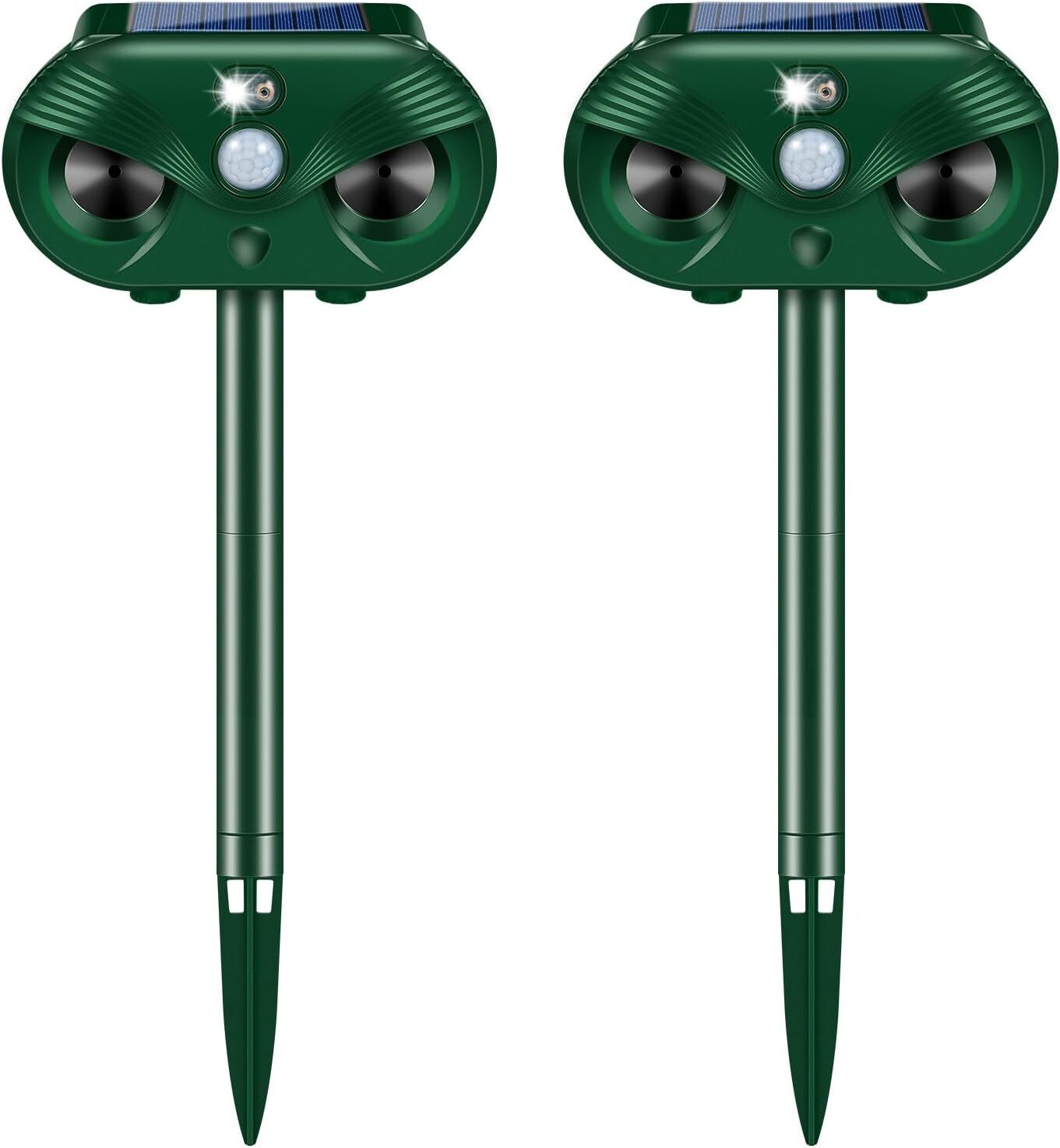 2 Pack Solar Ultrasonic Animal Repeller with Motion Sensor for Yard