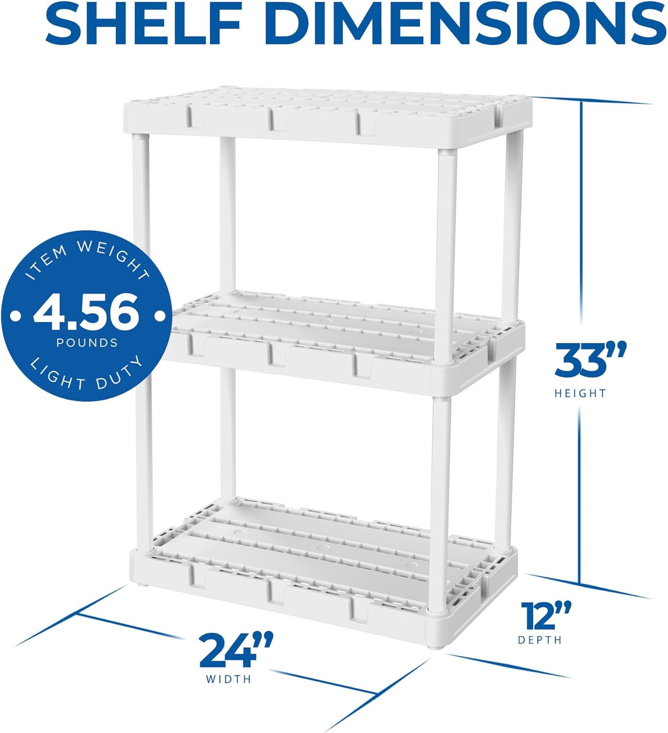3 Pack Light Duty Storage Shelves, Knect-A-Shelf 3-Shelf Ventilated Shelving Rac