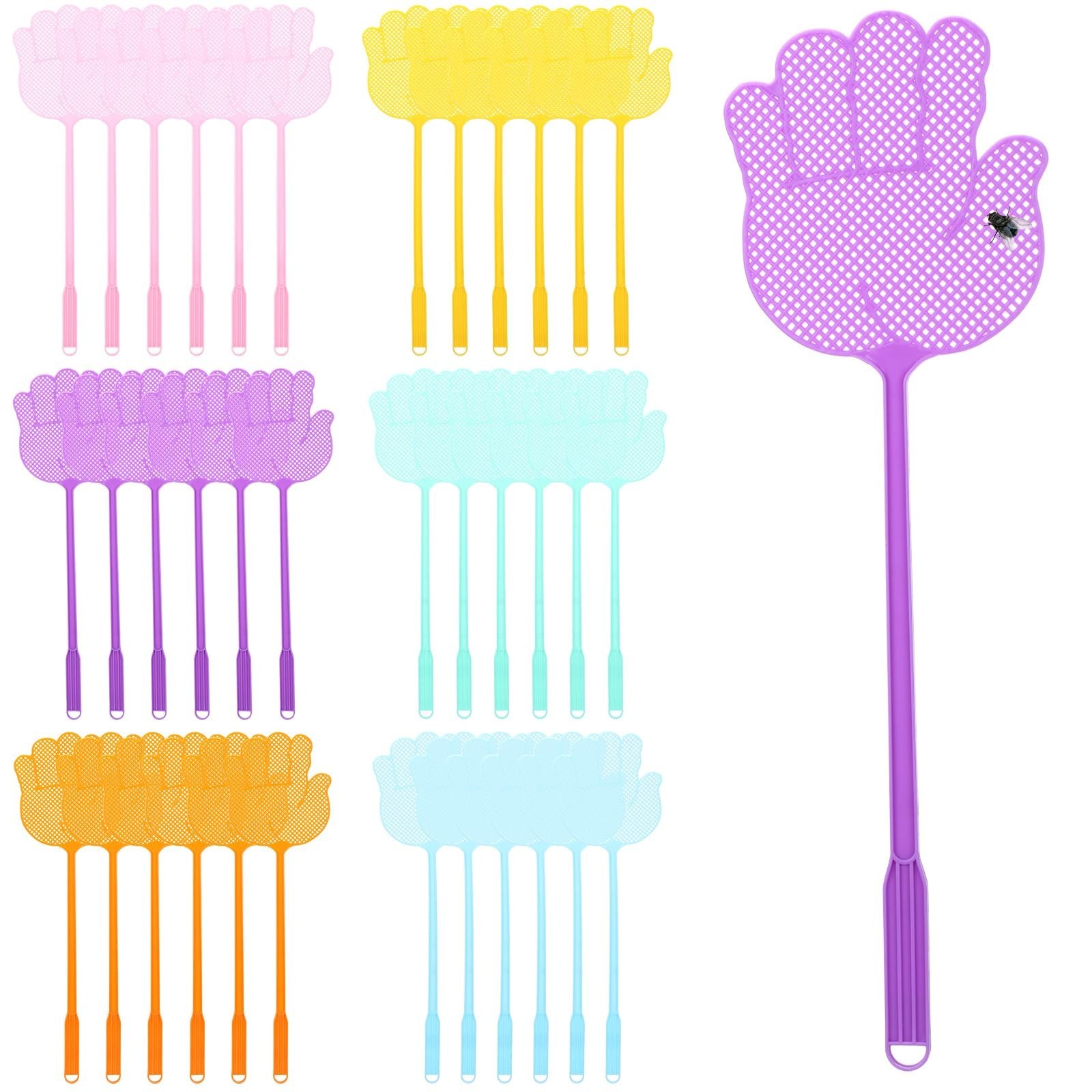 36 Pcs Long Handle Fly Swatter – Heavy Duty Manual Bug Killer, Assorted Colors