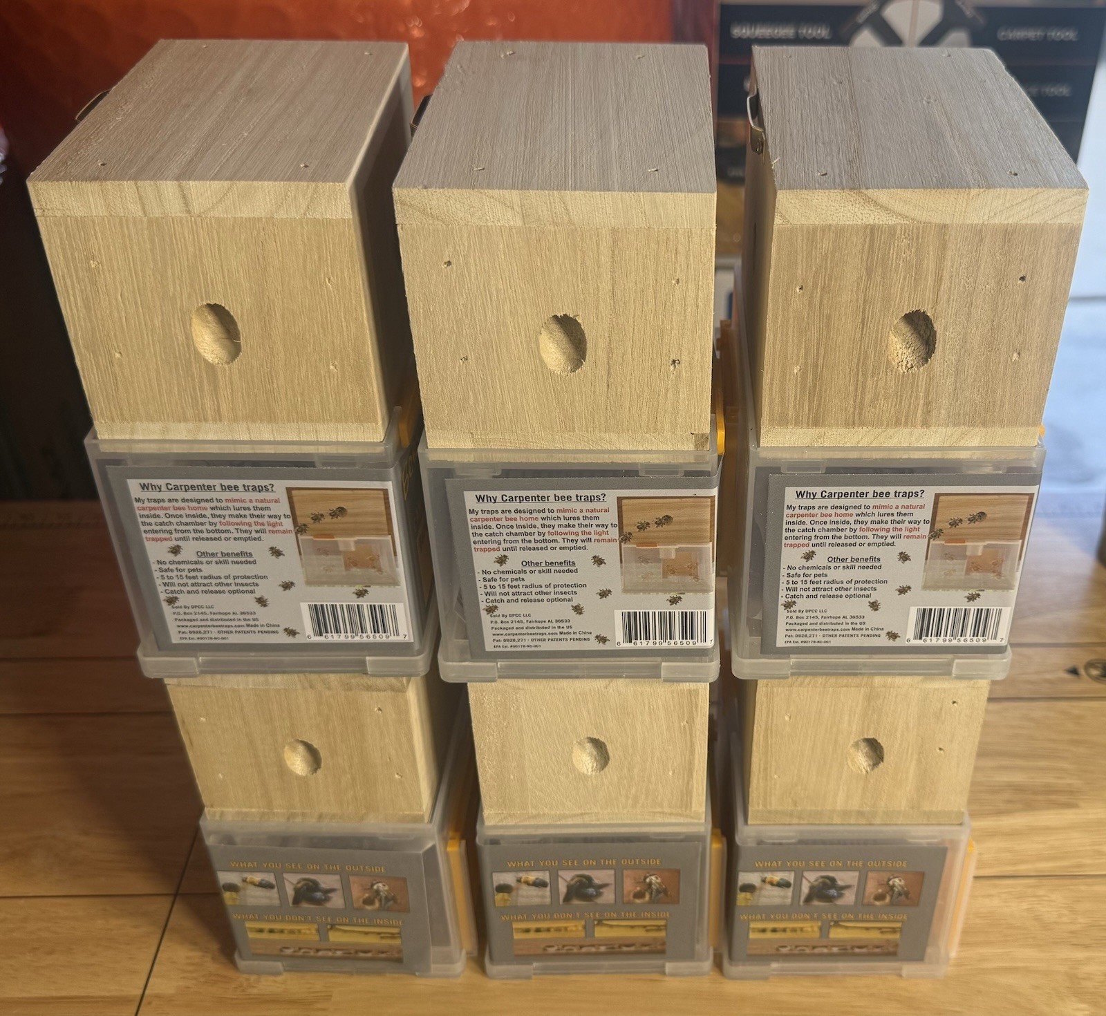 Lot of 6 x Bees N Things Outdoor Carpenter Bee Hanging Trap with 15 ft. Coverage
