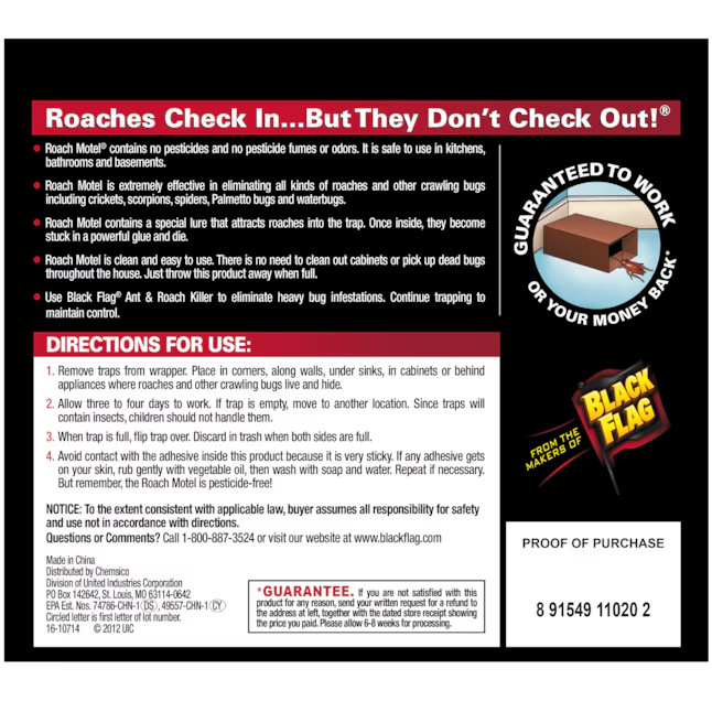 Black Flag Roach Motel Roach Bait & Glue Trap, 24 Pack, Lot of 12 Boxes HG11020